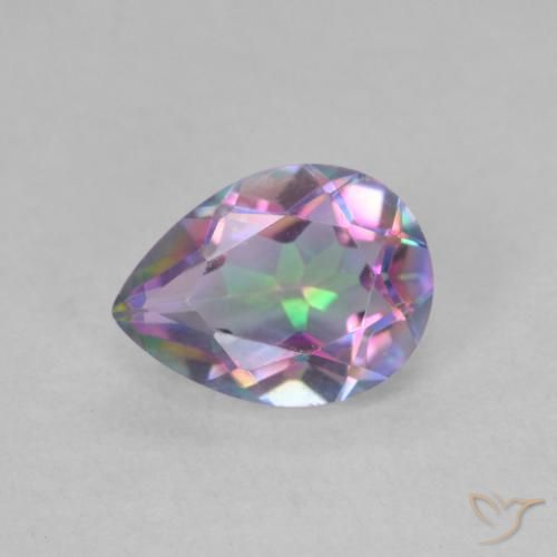 1.09ct Natural Multicolor Cuarzo Místico, En forma de pera, VVS-VS