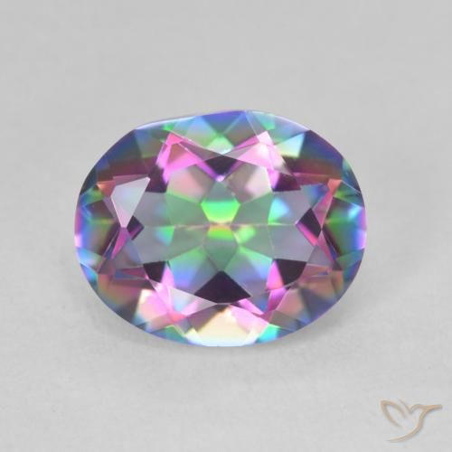 Cuarzo místico multicolor natural de 3,22 ct, corte óvalo, VVS-VS