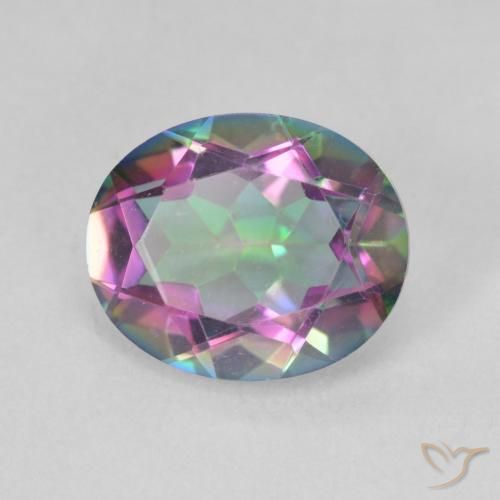 Cuarzo Místico Multicolor natural de 3.08 ct, Ovalada, VVS-VS