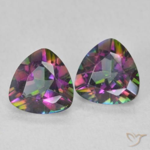 Gemas de Cuarzo Místico Multicolor natural de 1.40 ct, Trillón, VVS-VS