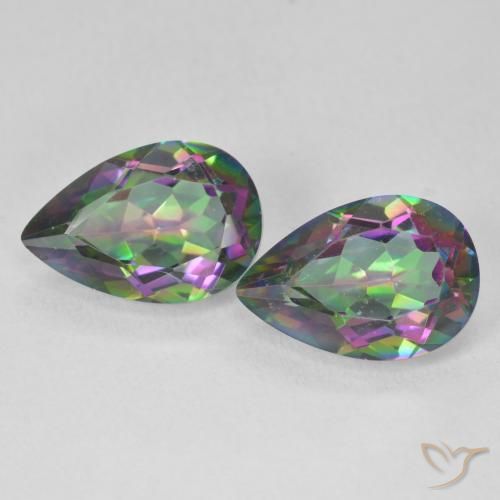 5.76ctw Natural Multicolor Cuarzo Místico, En forma de pera, VS