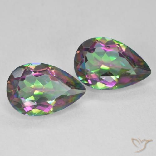 Gemas de Cuarzo Místico Multicolor natural de 5.93 ct, En forma de pera, VVS