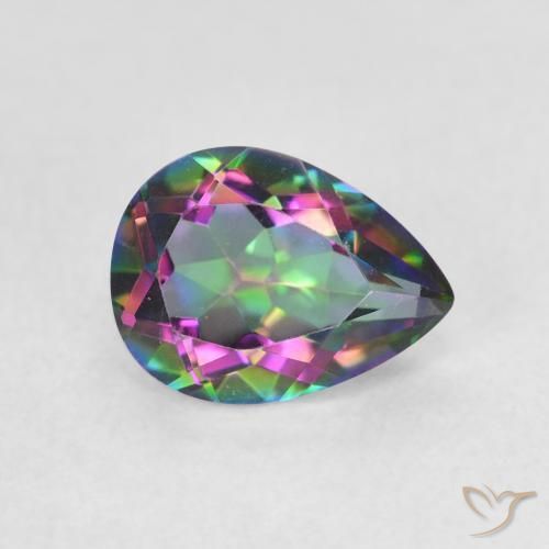 Cuarzo Místico Multicolor natural de 1.09 ct, En forma de pera, VVS