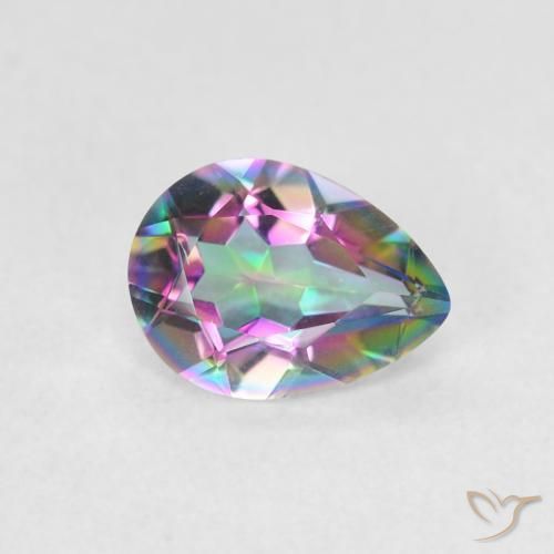 Cuarzo Místico Multicolor natural de 0.93 ct, En forma de pera, VVS
