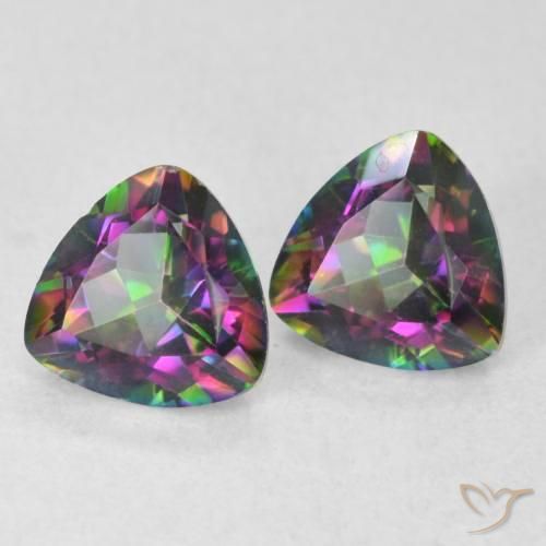 Gemas de Cuarzo Místico Multicolor natural de 1.48 ct, Trillón, VVS