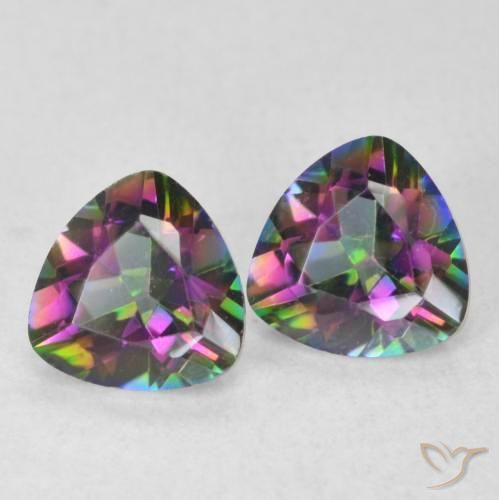 Gemas de Cuarzo Místico Multicolor natural de 1.40 ct, Trillón, VVS