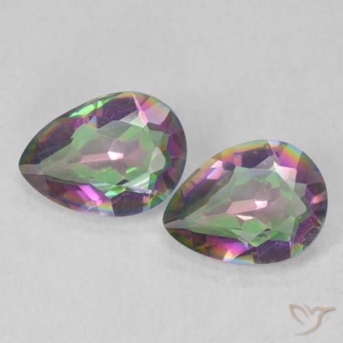 Gemas de Cuarzo Místico Multicolor natural de 1.61 ct, En forma de pera, VVS