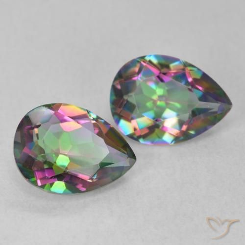 Gemas de Cuarzo Místico Multicolor natural de 2.08 ct, En forma de pera, VVS