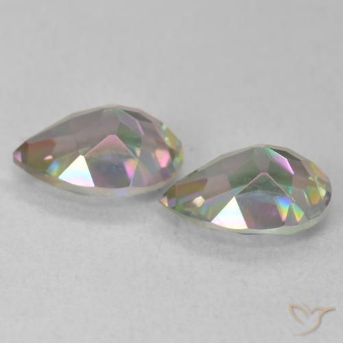 Gemas de Cuarzo Místico Multicolor natural de 2.08 ct, En forma de pera, VVS