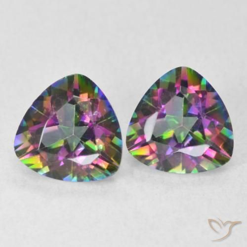 Gemas de Cuarzo Místico Multicolor natural de 1.41 ct, Trillón, VVS