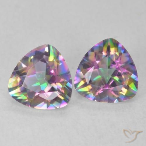 Gemas de Cuarzo Místico Multicolor natural de 1.35 ct, Trillón, VVS