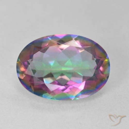 Cuarzo místico multicolor natural de 5,17 ct, corte óvalo, VS