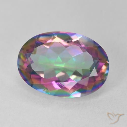 Cuarzo místico multicolor natural de 5,17 ct, corte óvalo, VS