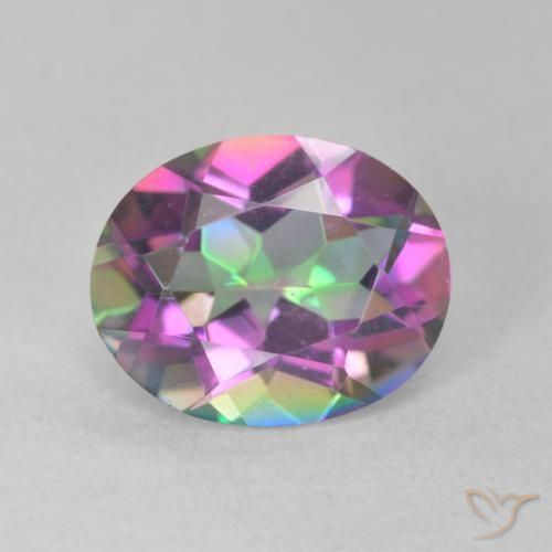 3.15ct Natural Multicolor Cuarzo Místico, Ovalada, VVS