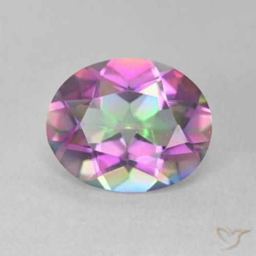 Cuarzo Místico Multicolor natural de 3.15 ct, Ovalada, VVS