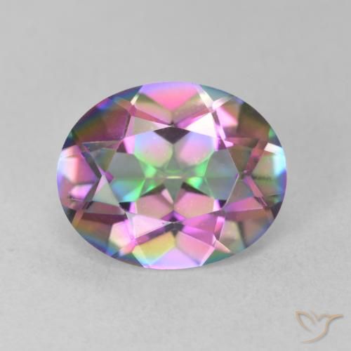 3.16ct Natural Multicolor Cuarzo Místico, Ovalada, VVS