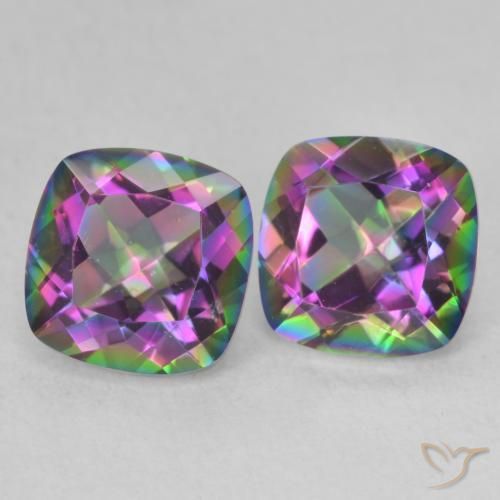 Gemas de Cuarzo Místico Multicolor natural de 2.81 ct, Forma Cojín, VVS