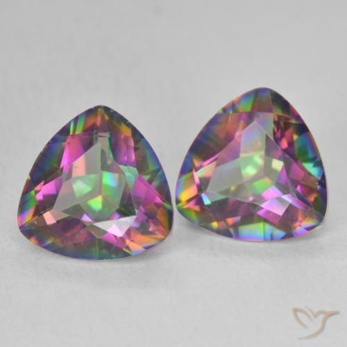Gemas de Cuarzo Místico Multicolor natural de 3.34 ct, Trillón, VVS