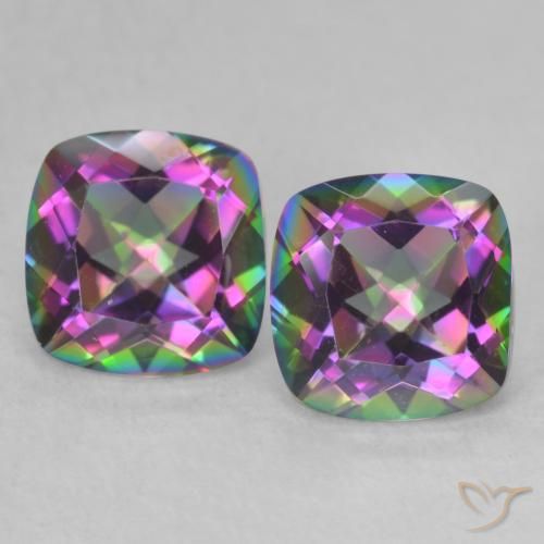 Gemas de Cuarzo Místico Multicolor natural de 2.79 ct, Corte Cojín, VVS