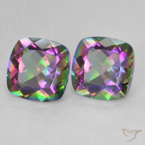 Gemas de Cuarzo Místico Multicolor natural de 2.79 ct, Corte Cojín, VVS