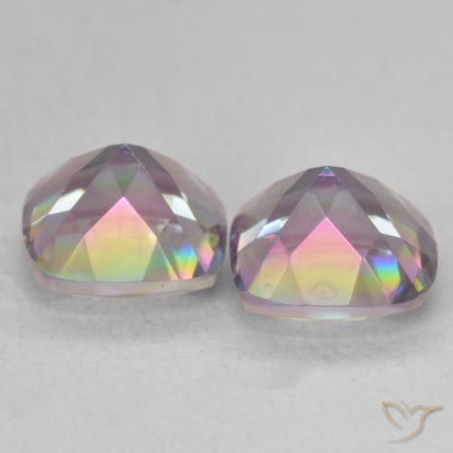Gemas de Cuarzo Místico Multicolor natural de 2.79 ct, Corte Cojín, VVS