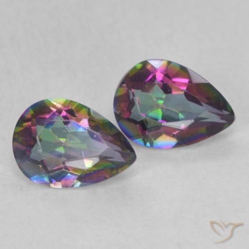 Gemas de Cuarzo Místico Multicolor natural de 1.24 ct, En forma de pera, VS