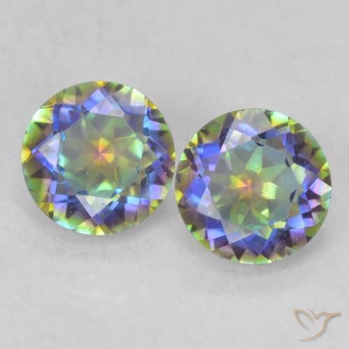 Gemas de Cuarzo Místico Multicolor natural de 0.90 ct, Corte Redondo, VS