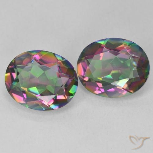 Gemas de Cuarzo Místico Multicolor natural de 5.93 ct, Ovalada, VVS