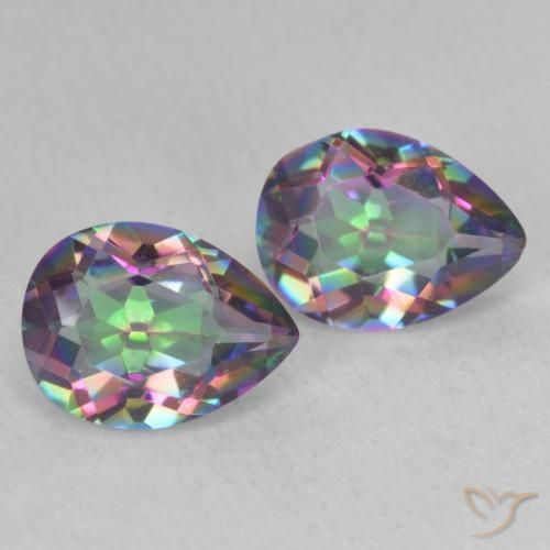 Gemas de Cuarzo Místico Multicolor natural de 2.19 ct, En forma de pera, VVS
