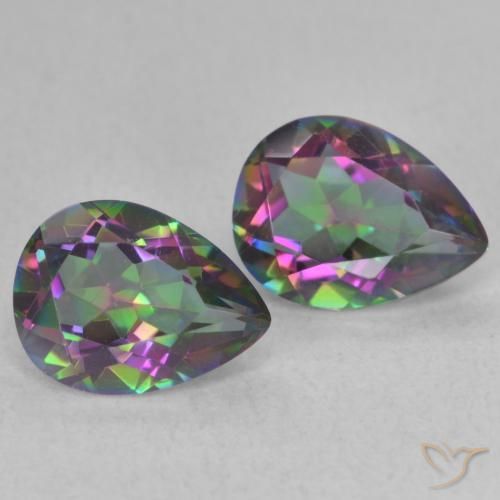 Gemas de Cuarzo Místico Multicolor natural de 2.12 ct, En forma de pera, VVS