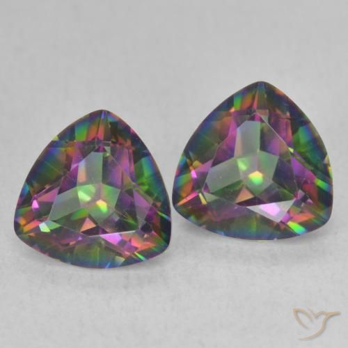 Gemas de Cuarzo Místico Multicolor natural de 2.21 ct, Trillón, VVS