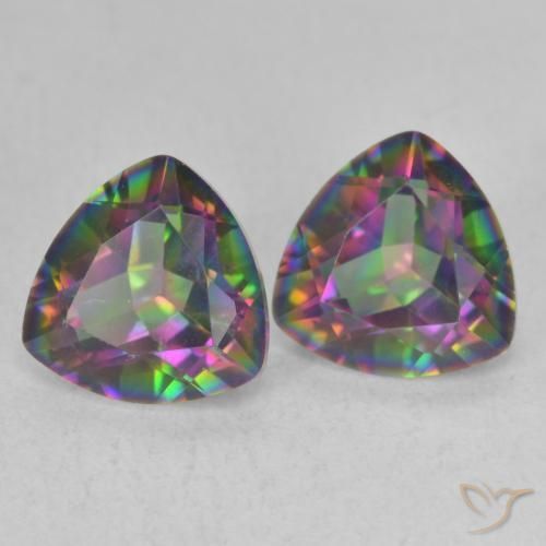 Gemas de Cuarzo Místico Multicolor natural de 2.20 ct, Trillón, VVS