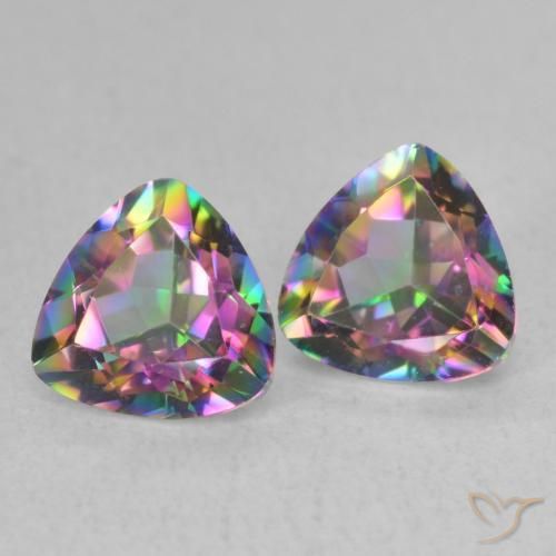 Gemas de Cuarzo Místico Multicolor natural de 1.53 ct, Trillón, VVS