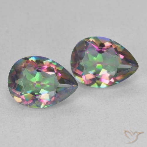 Gemas de Cuarzo Místico Multicolor natural de 2.27 ct, En forma de pera, VVS
