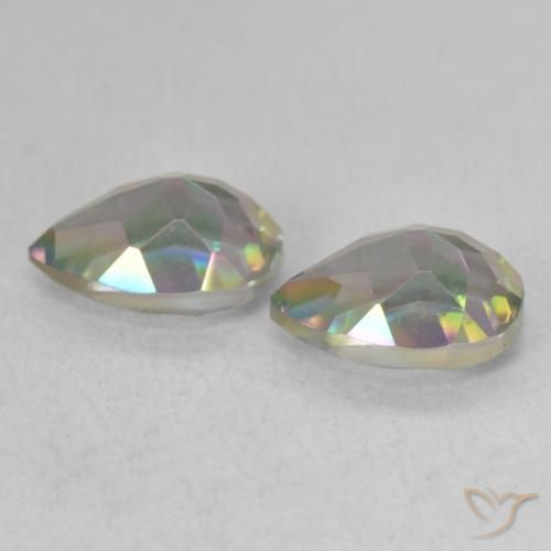 Gemas de Cuarzo Místico Multicolor natural de 2.27 ct, En forma de pera, VVS