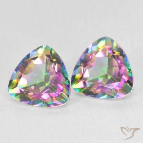 Gemas de Cuarzo Místico Multicolor natural de 1.48 ct, Trillón, VVS-VS