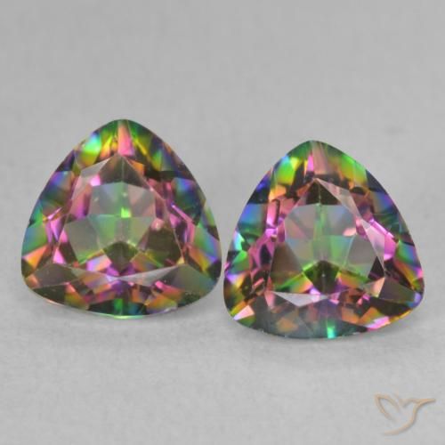 1.47ctw Natural Multicolor Cuarzo Místico, Trillón, VVS-VS