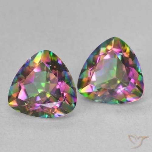 Gemas de Cuarzo Místico Multicolor natural de 1.47 ct, Trillón, VVS-VS