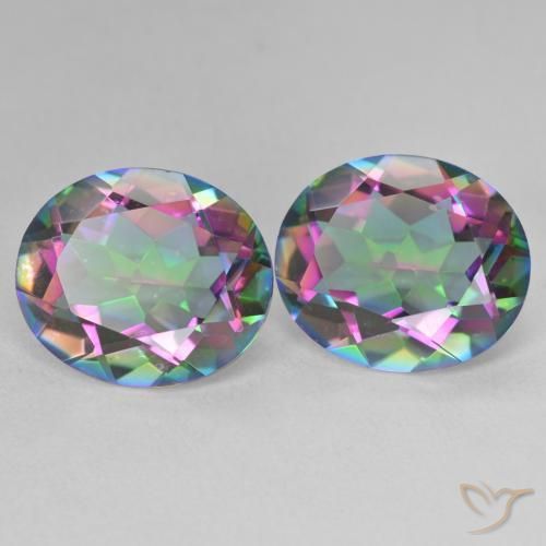 Gemas de Cuarzo Místico Multicolor natural de 10.86 ct, Ovalada, VVS-VS