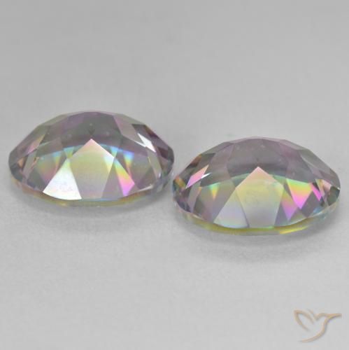 Gemas de Cuarzo Místico Multicolor natural de 10.86 ct, Ovalada, VVS-VS