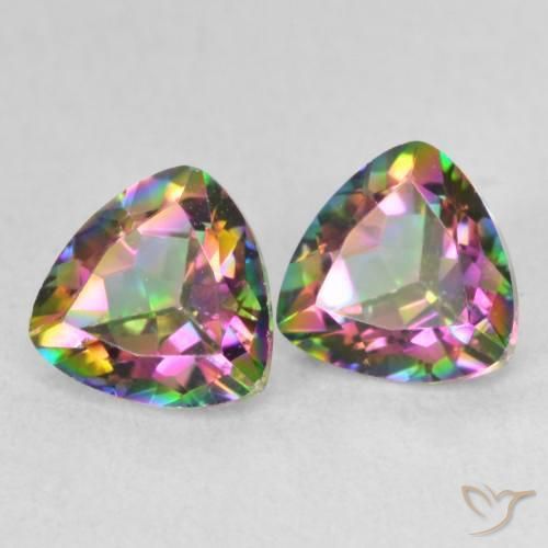Gemas de Cuarzo Místico Multicolor natural de 1.52 ct, Trillón, VVS-VS