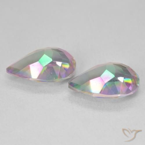 Gemas de Cuarzo Místico Multicolor natural de 5.87 ct, En forma de pera, VVS-VS