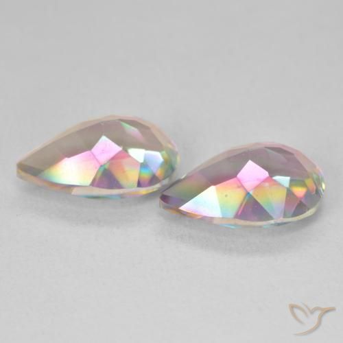 Gemas de Cuarzo Místico Multicolor natural de 5.93 ct, En forma de pera, VVS-VS