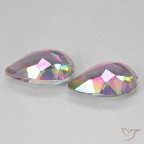 Gemas de Cuarzo Místico Multicolor natural de 5.95 ct, En forma de pera, VVS