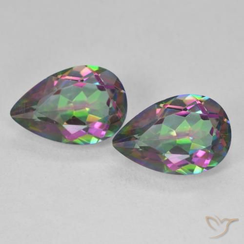 5.81ctw Natural Multicolor Cuarzo Místico, En forma de pera, VVS-VS