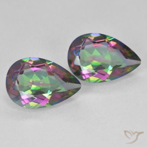 Gemas de Cuarzo Místico Multicolor natural de 5.81 ct, En forma de pera, VVS-VS