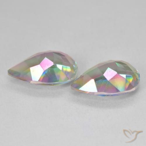 Gemas de Cuarzo Místico Multicolor natural de 5.81 ct, En forma de pera, VVS-VS