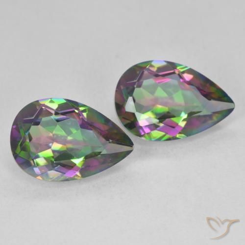 Gemas de Cuarzo Místico Multicolor natural de 5.78 ct, En forma de pera, VVS