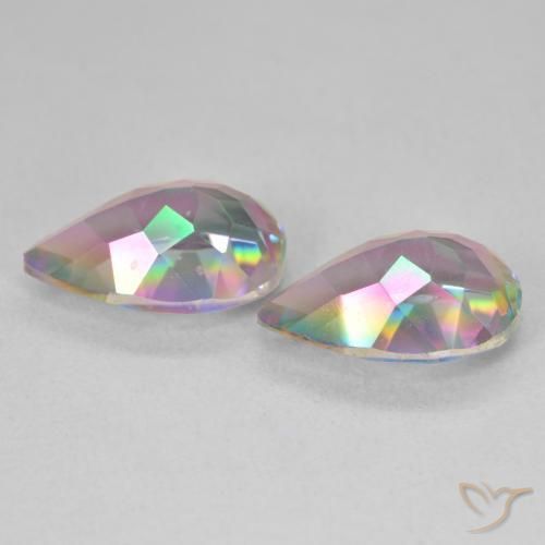 Gemas de Cuarzo Místico Multicolor natural de 5.78 ct, En forma de pera, VVS