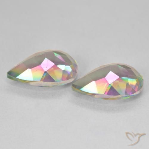 Gemas de Cuarzo Místico Multicolor natural de 6.09 ct, En forma de pera, VVS